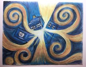 300x233 Starry Night Von Gogh Doctor Who Tardis Exploding Colored Pencil - Dr Who Drawings