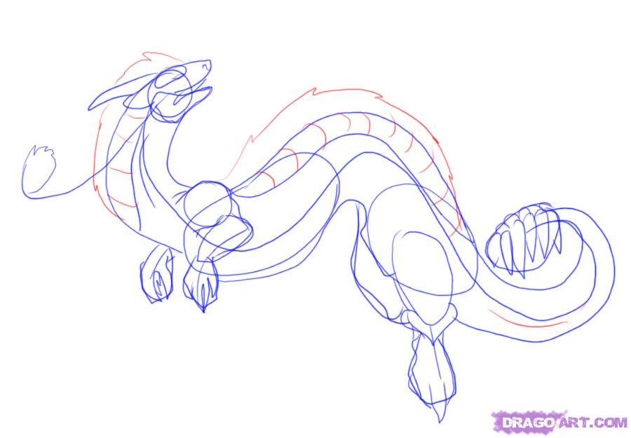 900x625 Step Learning How To Draw A Black Chinese Dragon - Dragon Anatomy Drawing