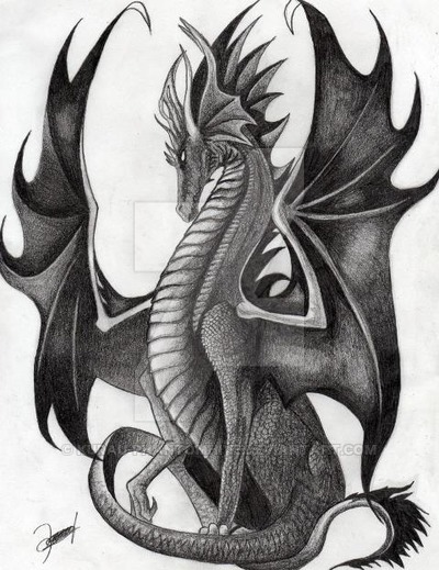400x519 Dragon Drawing' - Dragon Art Drawing