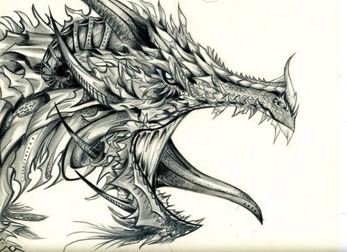 500x363 Pencil Drawing Of Dragon - Dragon Art Drawing