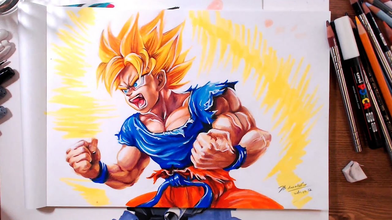 1280x720 Drawing Dragon Ball Super Saiyan Goku Drawholic - Dragon Ball Drawing