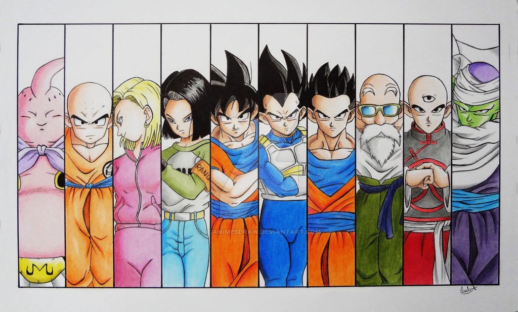 1024x617 drawing of the dragon ball super warriors - Dragon Ball Super Drawing