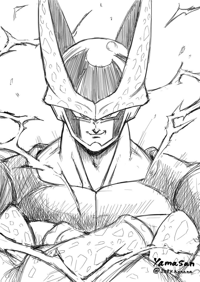 852x1200 Sketch Art Of Cell - Dragon Ball Super Drawing