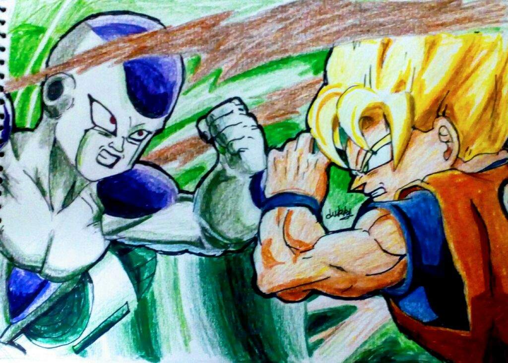 1024x731 New Drawing !!!!goku Vs Frieza !! - Dragon Ball Z Drawing Games