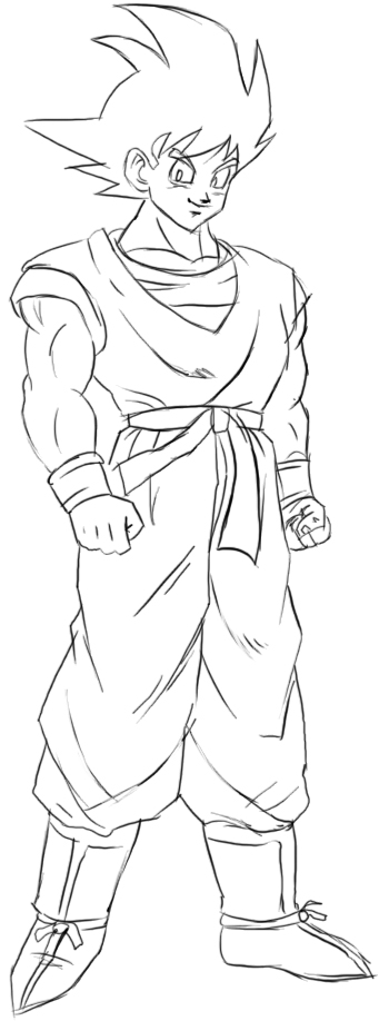 341x918 How To Draw Goku From Dragon Ball Z With Easy Step - Dragon Ball Z Easy Drawing
