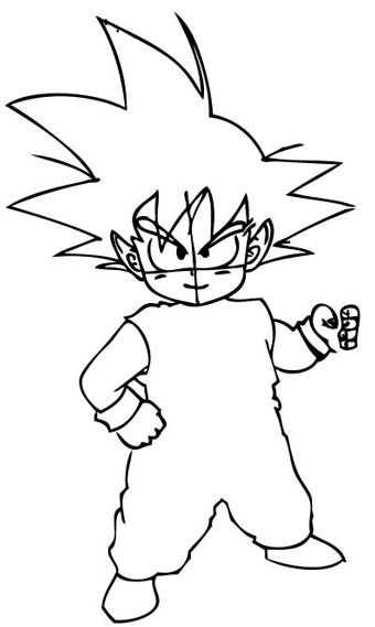 340x569 How To Draw Son Goku As A Child From Dragon Ball Z With Drawing - Dragon Ball Z Easy Drawing