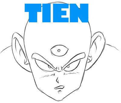 400x341 How To Draw Tien From Dragon Ball Z In Simple Steps How To Draw Dat - Dragon Ball Z Easy Drawing
