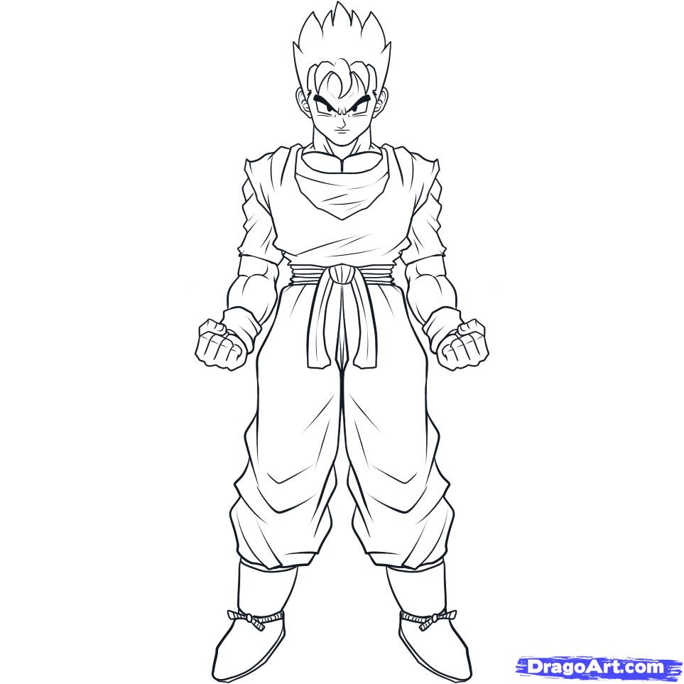 963x963 How To Draw Gohan, Step - Dragon Ball Z Gohan Drawing