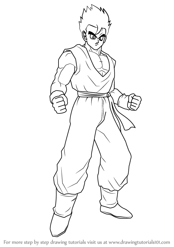 595x845 Learn How To Draw Son Gohan From Dragon Ball Z - Dragon Ball Z Gohan Drawing