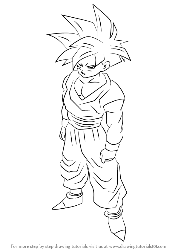 596x843 Learn How To Draw Teen Gohan From Dragon Ball Z - Dragon Ball Z Gohan Drawing
