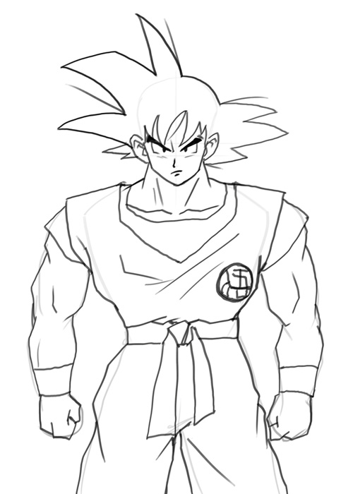 500x700 How To Draw Goku - Dragon Ball Z Goku Drawing