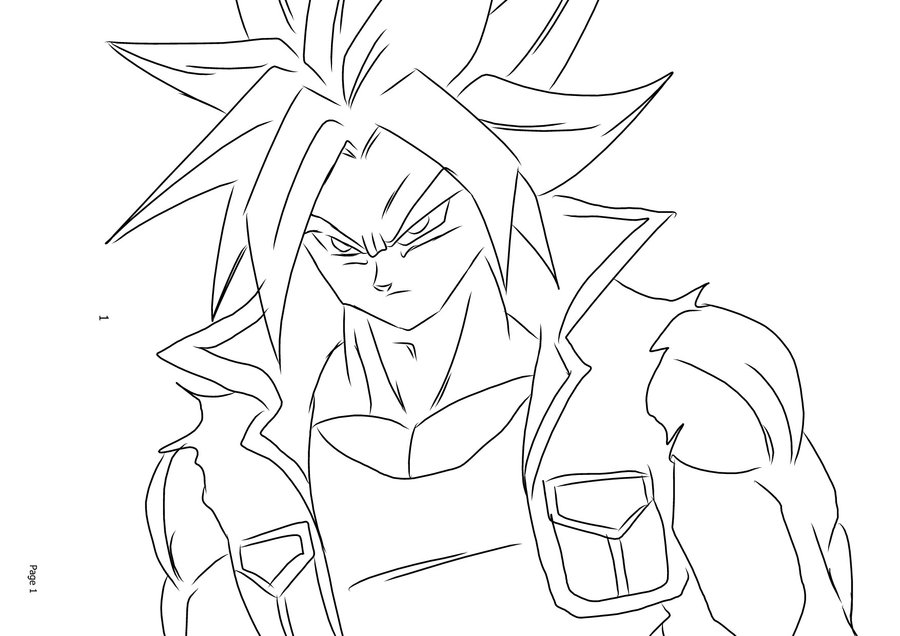 900x636 Gotenks Drawing Trunk Line For Free Download - Dragon Ball Z Trunks Drawing