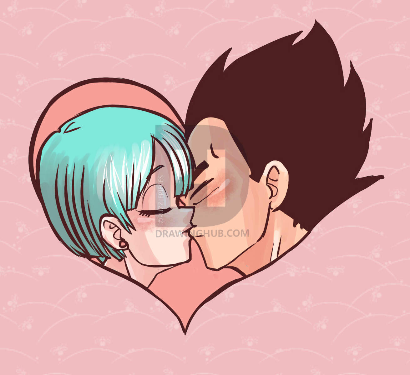1311x1200 How To Draw Bulma And Vegeta Kissing, Dragon Ball Z, Step - Dragon Ball Z Vegeta Drawing