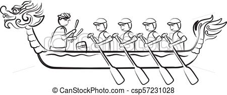 450x189 Dragon Boat Festival Illustration Design, Black And White Ink - Dragon Boat Drawing
