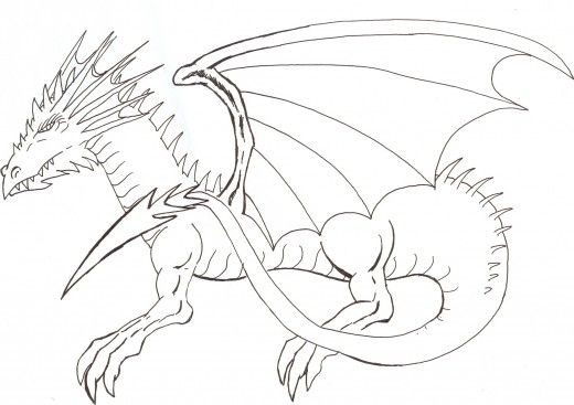 520x367 Side View Dragon Body Drawing Dragons Cool Dragon Drawings - Dragon Body Drawing