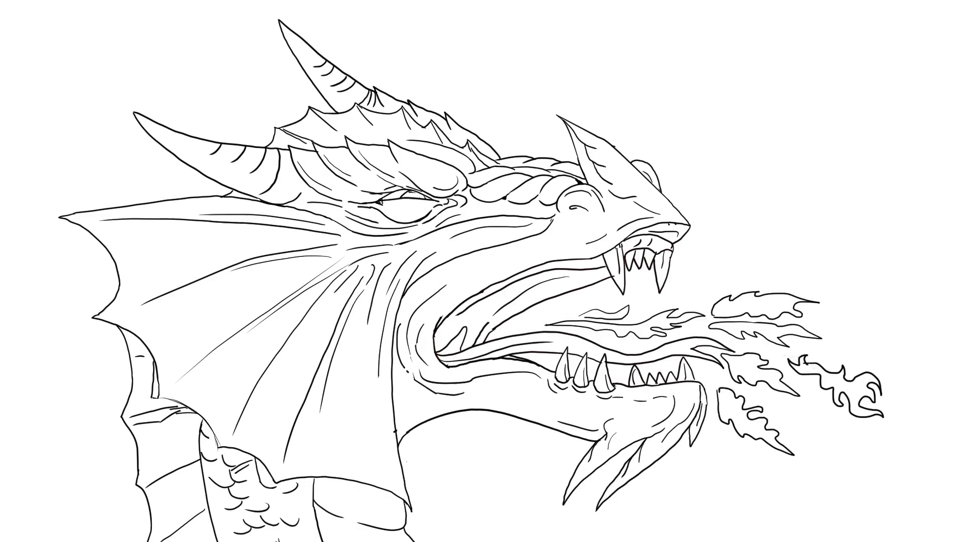 How To Draw A Dragon Head Breathing Fire 8178