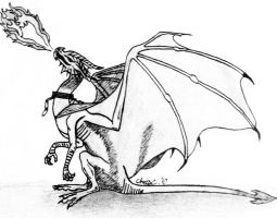 255x200 dragon breathing fire drawing in pencil - Dragon Breathing Fire Drawing