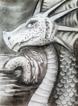258x350 Charcoal Dragon Step - Dragon Charcoal Drawing
