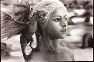 300x199 Game Of Thrones Daenerys Targaryen Dragon Art Charcoal Drawing - Dragon Charcoal Drawing