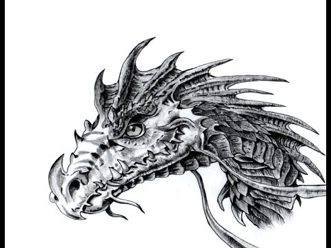 480x360 How To Draw A Dragon Head Step - Dragon Charcoal Drawing