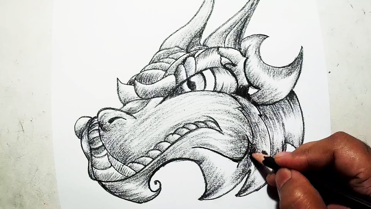 1280x720 How To Draw A Dragon Head Drawing Sketching With Charcoal - Dragon Charcoal Drawing