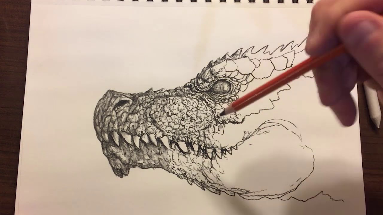 1280x720 Dragon Charcoal Sketch - Dragon Charcoal Drawing
