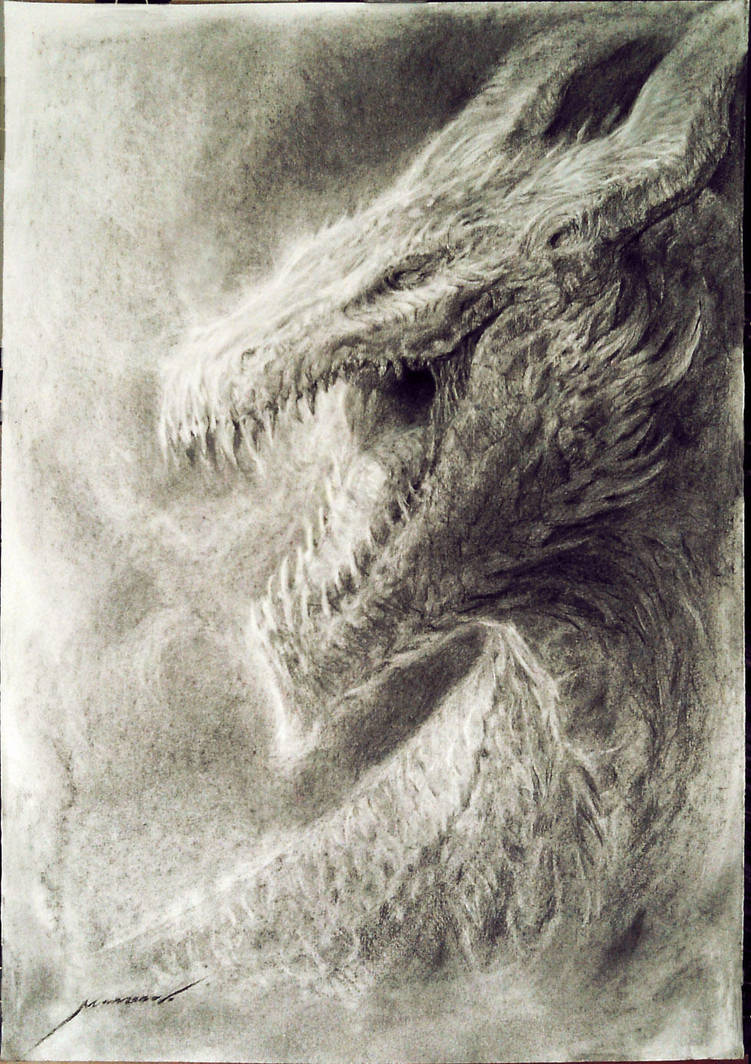 751x1064 Charcoal Dragon Head - Dragon Charcoal Drawing
