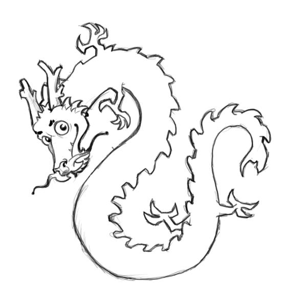 600x600 Chinese Dragon Drawing - Dragon Chinese Drawing