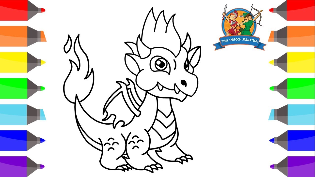 1280x720 How To Draw Flame Dragon For Kids Coloring Pages For Kids Dragon - Dragon City Drawing