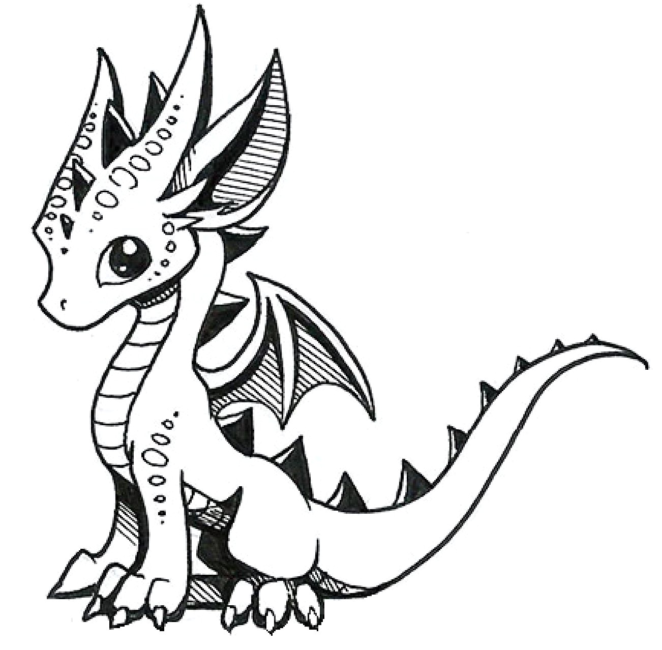 1302x1278 Cute Dragon Drawing Drawings - Dragon Drawing Art