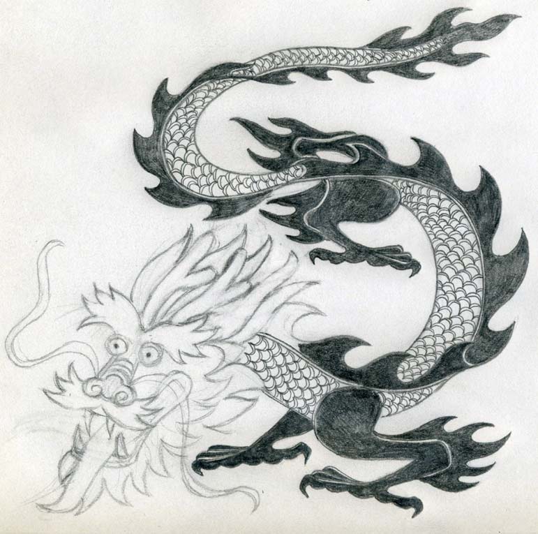 771x765 Dragon Drawing Simple And Perfect - Dragon Drawing Art