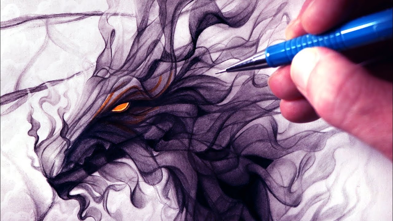 1280x720 Let's Draw A Smoke Dragon - Dragon Drawing Art