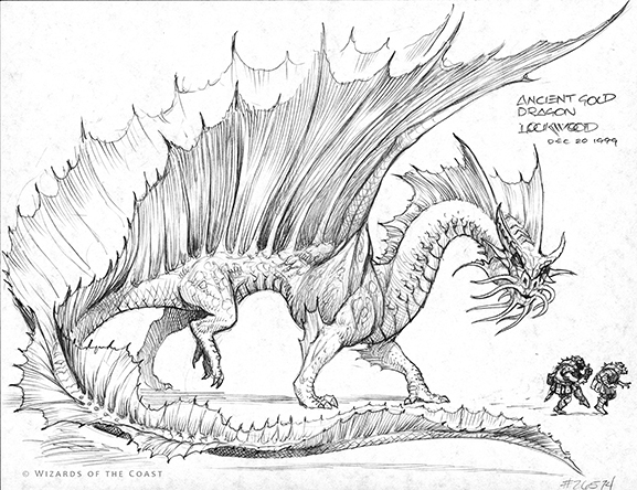 577x444 Ancient Gold Dragon The Art Of Todd Lockwood - Dragon Drawing Art