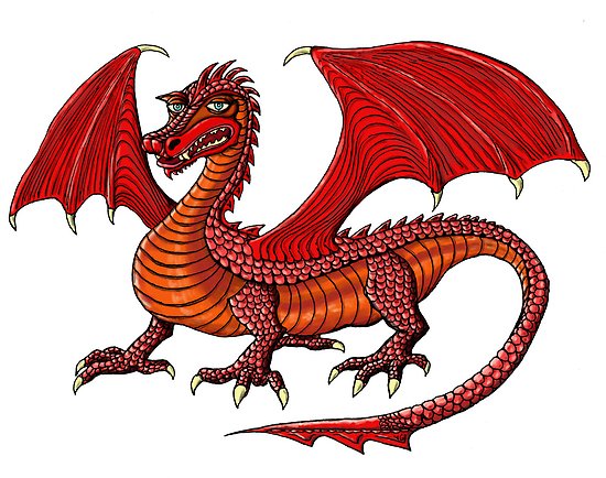 550x434 Red Dragon Cartoon Drawing Art Posters - Dragon Drawing Art