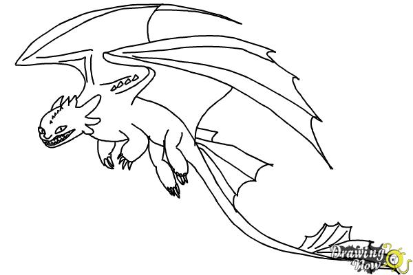 600x400 How To Draw A Dragon Step - Dragon Drawing Cartoon