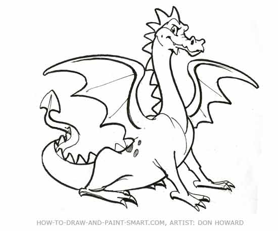 550x458 How To Draw A Dragon - Dragon Drawing Cartoon