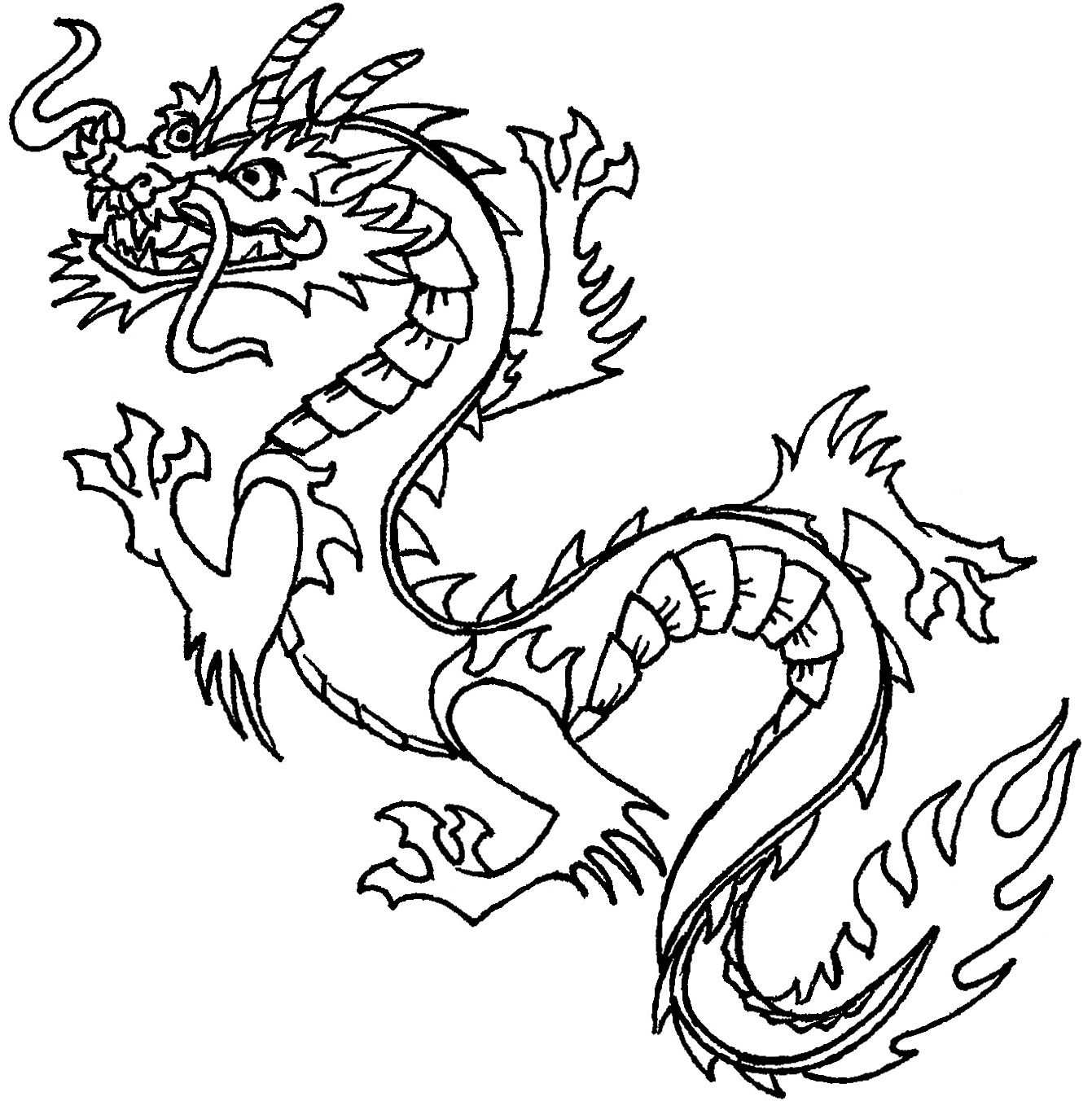 1341x1363 Chinese New Year Dragon Clipart Black And White - Dragon Drawing Chinese