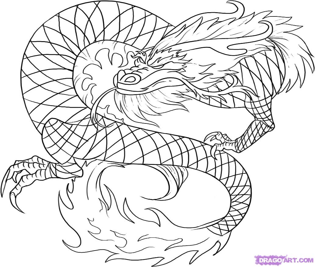 1034x876 How To Draw A Red Chinese Dragon, Step - Dragon Drawing Chinese