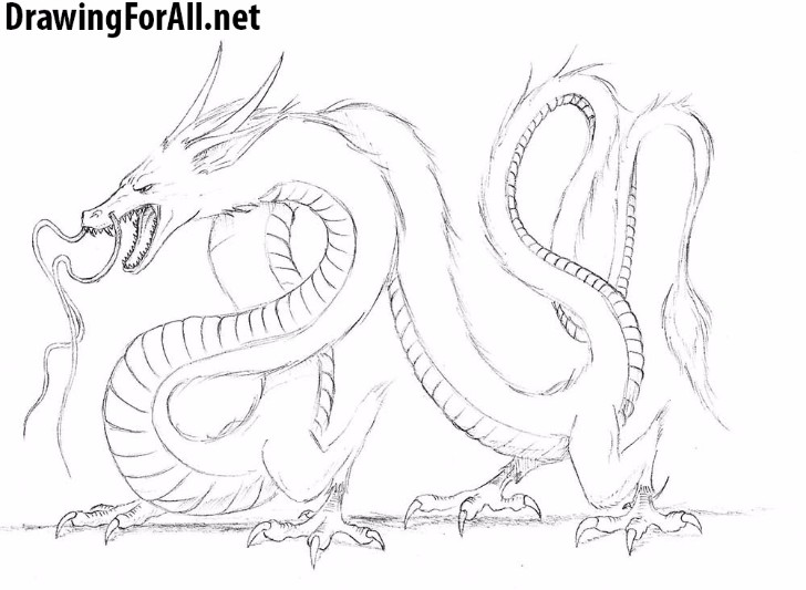 728x533 Top Stunning And Realistic Dragon Drawings - Dragon Drawing Chinese