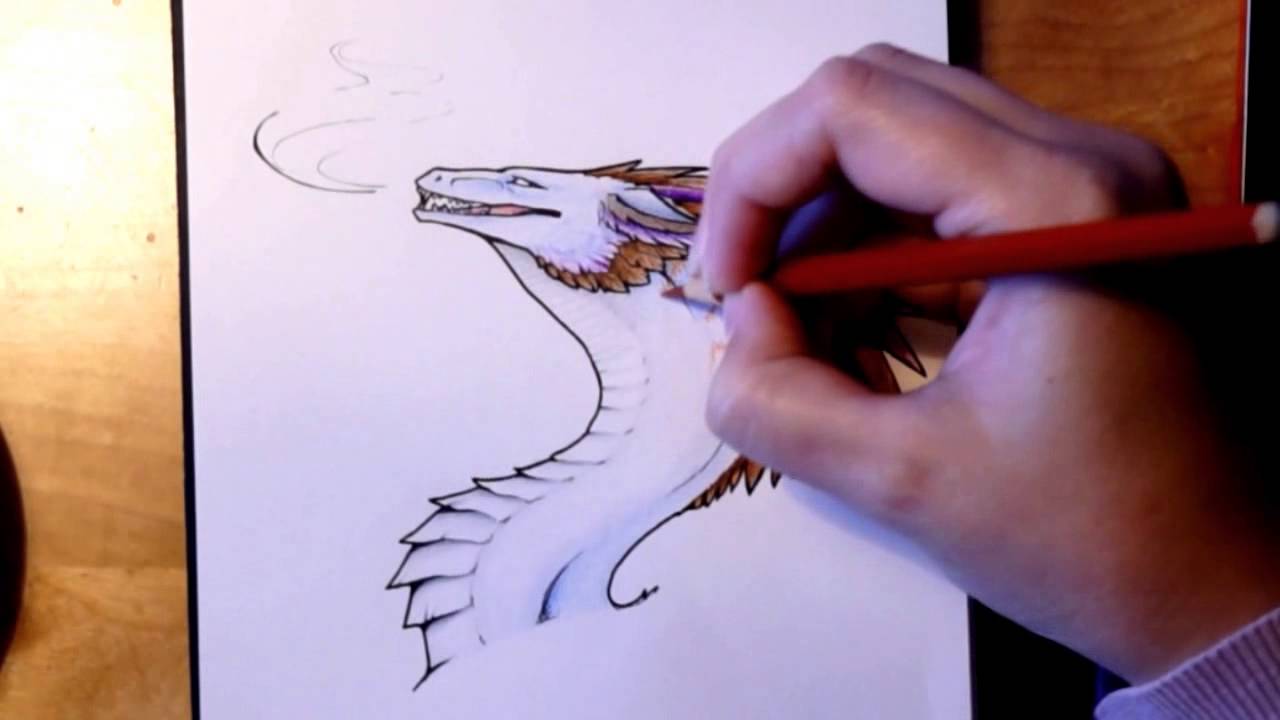 1280x720 Color Time! Dragon Colored Pencil Drawing - Dragon Drawing Color