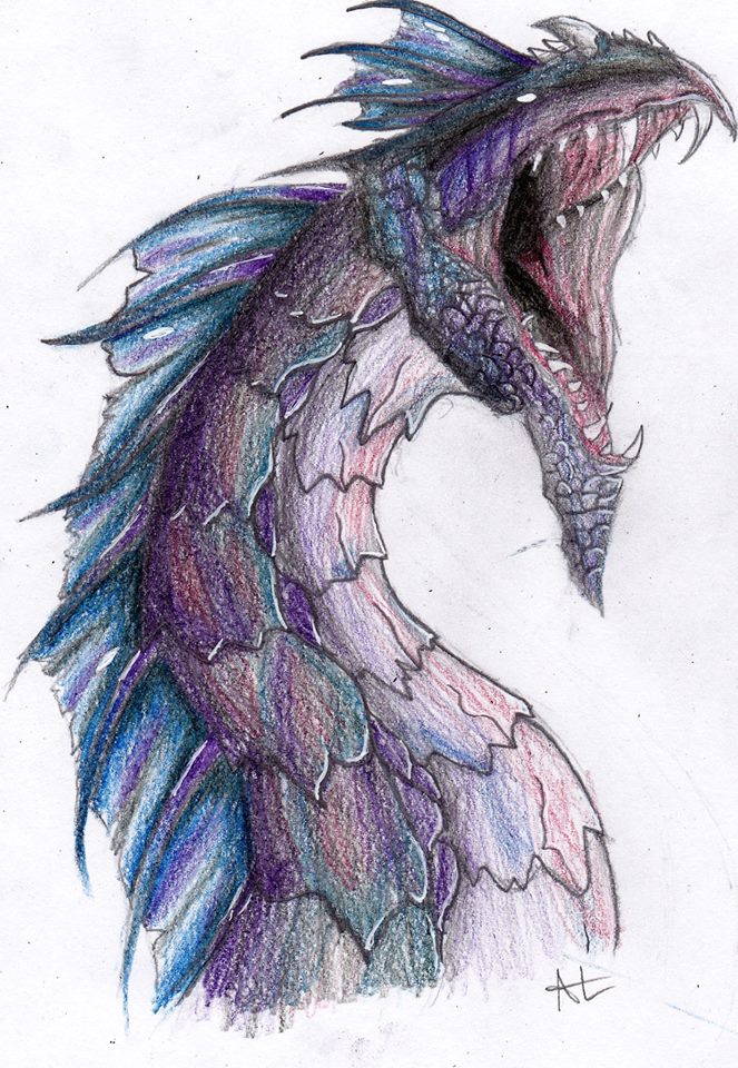 663x960 Dragon Drawings In Color - Dragon Drawing Color