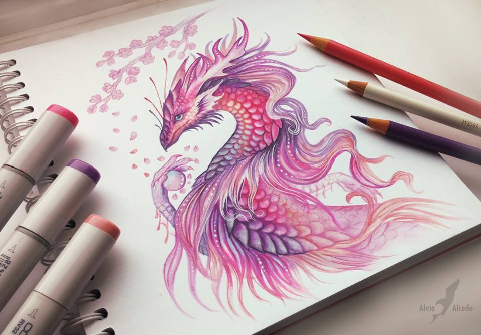 960x668 Stunning Color Pencil Drawings And Illustrations - Dragon Drawing Color