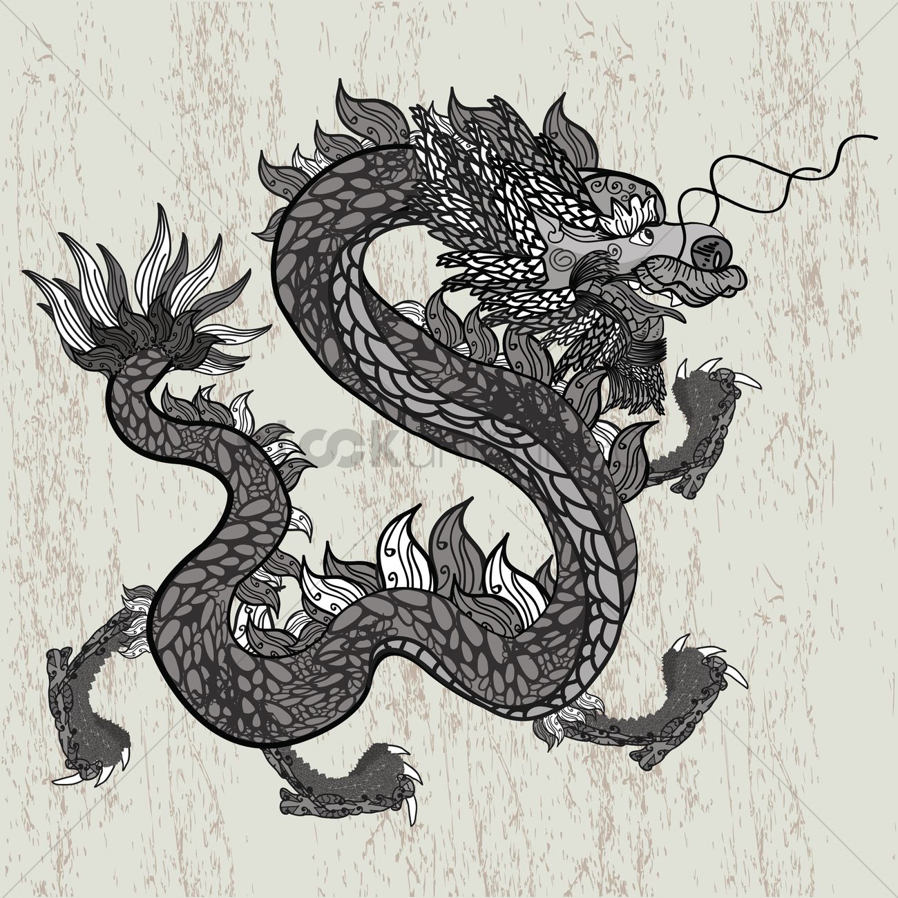 1300x1300 Intricate Dragon Design Vector Image - Dragon Drawing Designs