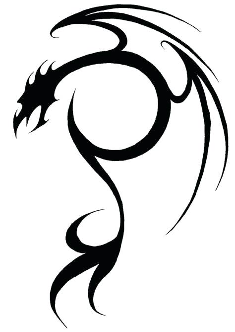 474x668 Simple Dragon Tribal Tattoo Designs Simple Tribal Dragon Drawings - Dragon Drawing Designs