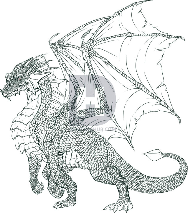 638x720 How To Draw A Dragon Step - Dragon Drawing Easy Step By Step