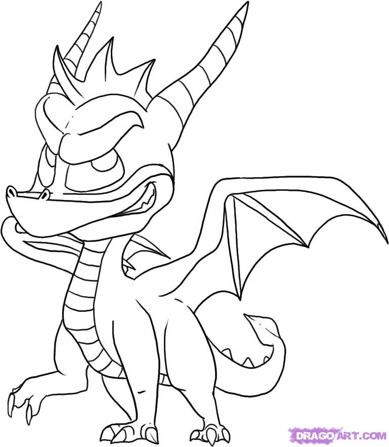 769x883 How To Draw Spyro, Step - Dragon Drawing Games