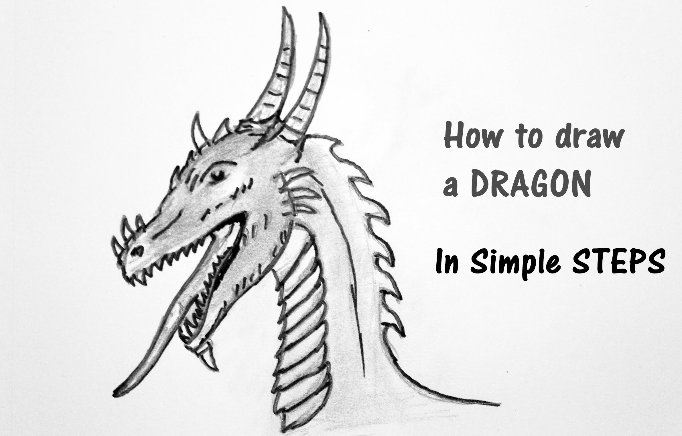 2382x1521 Easy To Draw Dragon Dragons Step - Dragon Drawing Step By Step