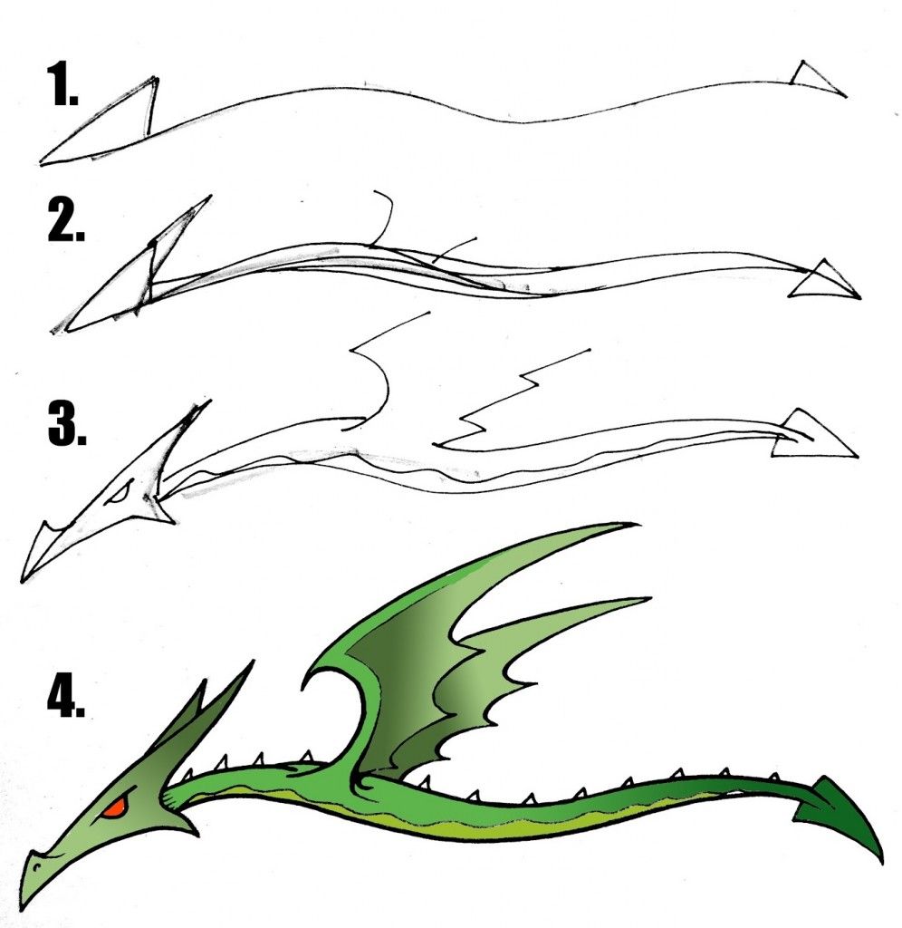 996x1024 Images For Gt Easy Dragon Drawings For Kids Step - Dragon Drawing Step By Step