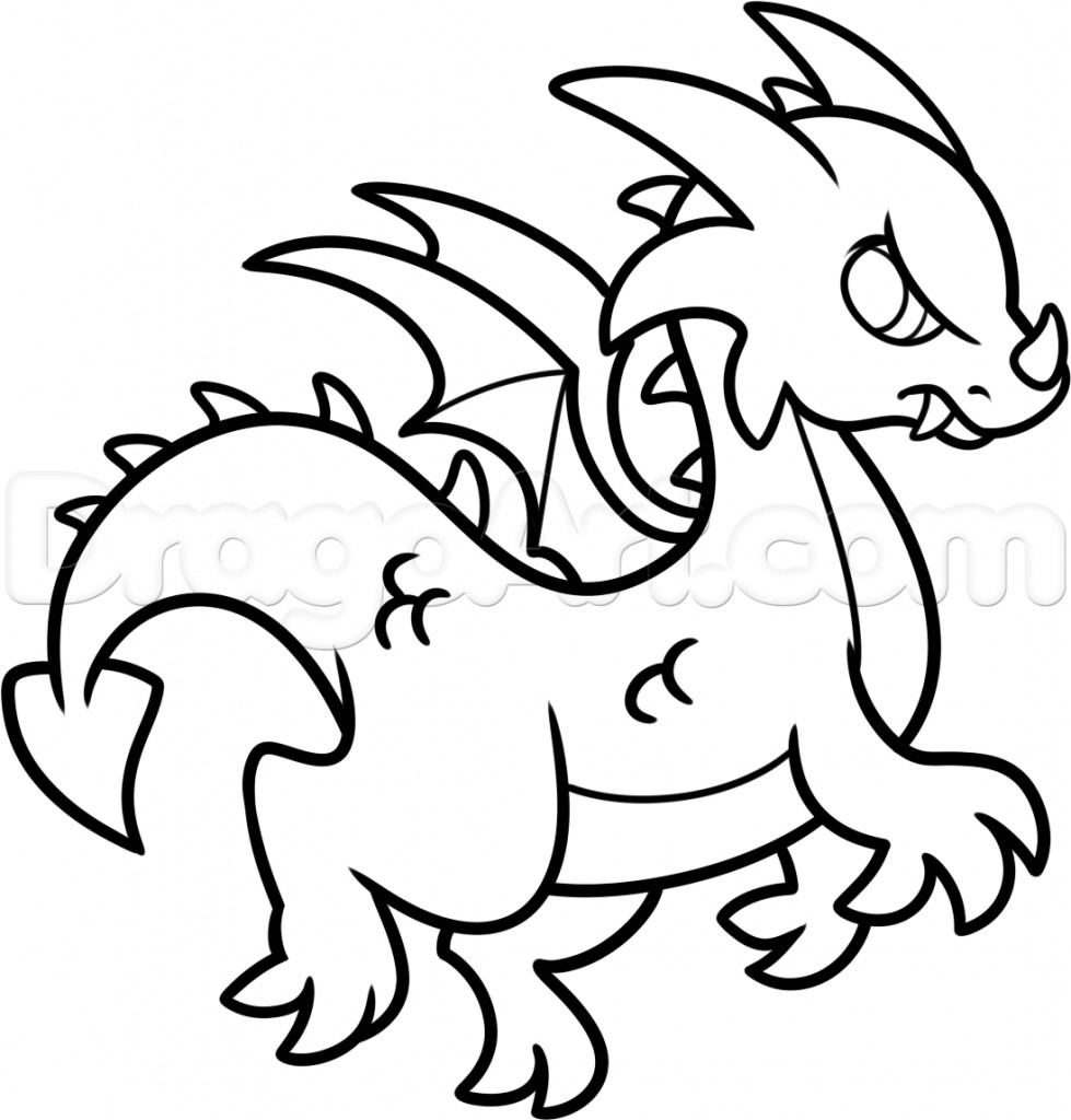 979x1024 simple dragon drawing how to draw a simple dragon step step - Dragon Drawing Step By Step