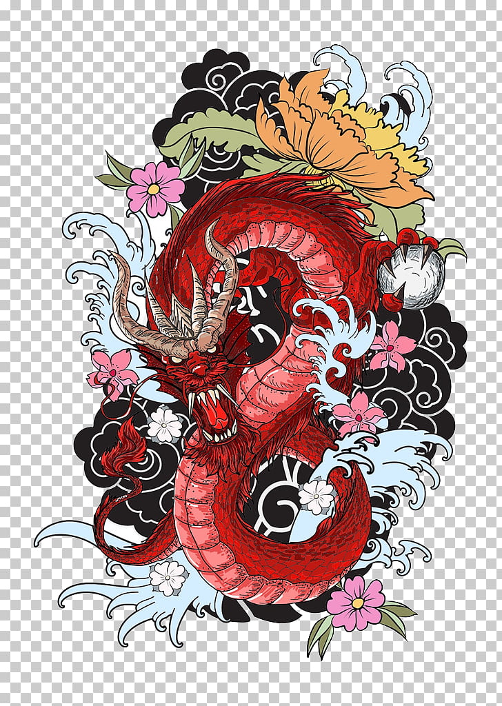 728x1024 Tattoo Colouring Book Dragon Drawing, Red Dragon, Red Dragon - Dragon Drawing Tattoo
